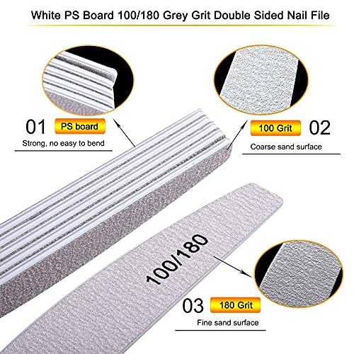 NC 100180 Grit Professional Nail Files Buffering Files 10 PCS Doubled