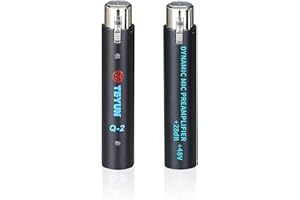 TEYUN Microphone Preamp with 28dB Gain, DM1 Dynamite Active in Line Compact Dynamic Microphone Booster with Preamp, Mic Booster Preamplifier, Active Booster for Dynamic and Ribbon Mics (Q2)