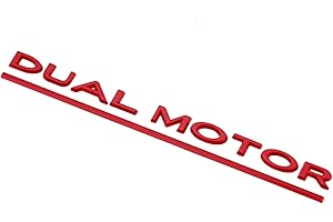 KEIVIWO Dual Motor Emblem Sticker for Tesla Model 3 Model Y, ABS Underline Badge Letters Sticker for Car Rear Trunk Compatible with Tesla Model 3/Y/S/X Decals Decorative Accessories (Red)