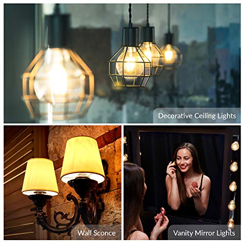 Simba Lighting Small Globe G16.5 Round Bulb 60W E12 Candelabra Base (10 Pack) for Chandelier, Ceiling Fan Light, Decorative Vanity Lights, Wall Sconce, Clear Glass 110V 120V, 2700K Warm White Dimmable - Thumbnail 5