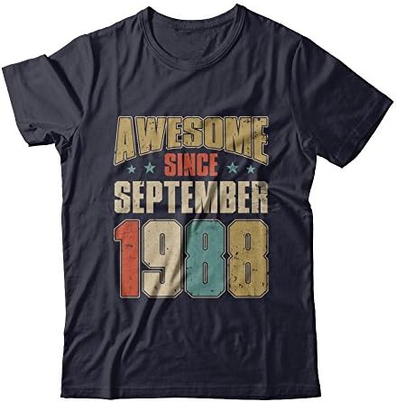 CenturyTee Unisex Vintage Retro Awesome Since September 1988 30Th Birthday Shirt Next Level - Unisex Fitted Tee (Midnight Navy, XL)