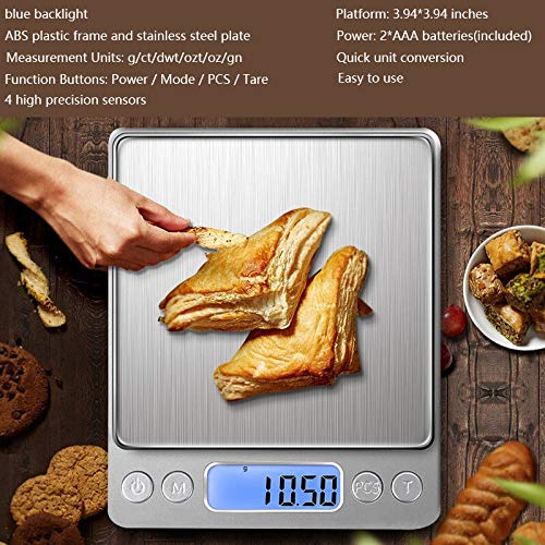 Poit Digital Kitchen Scale Food Scale Pocket Scale Jewelry Gram Scale, 500g Capacity, 0.01g/0.001oz Resolution…
