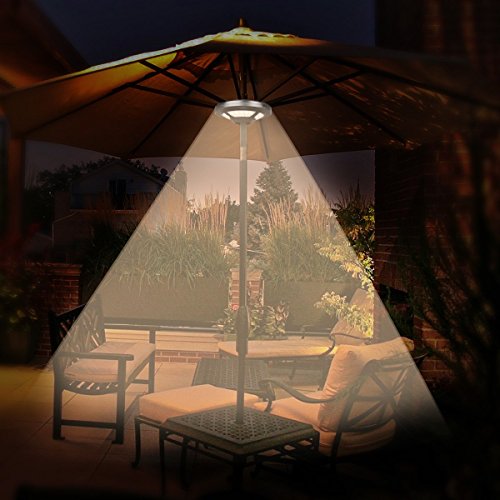 OYOCO Warm White Patio Umbrella Light 2 Brightness Modes Cordless 36