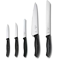 Victorinox Swiss Classic Kitchen Knife Set, 5 Pieces - Paring Knives, Utility Knife, Carving Knife and Bread Knife - Black