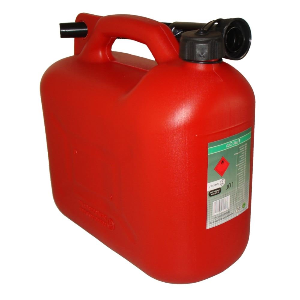 10L Litre Red Fuel Canister Plastic Lawn Mower Jerry Can Flexible Spout