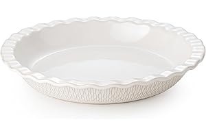 Ceramic Pie Dish for Baking, 9 inch Porcelain Pie Pan, Fluted Pie Plate for Apple, Quiche, Pot Pies, Tart, Modern Farmhouse B