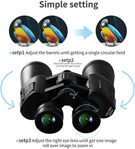 Binoculars 20x50, HD Professional/Waterproof Binoculars with Low Light Night Vision, Durable & Clear BAK4 Prism FMC Lens Binoculars. Suitable for Outdoor Sports and Concert, Bird Watching.