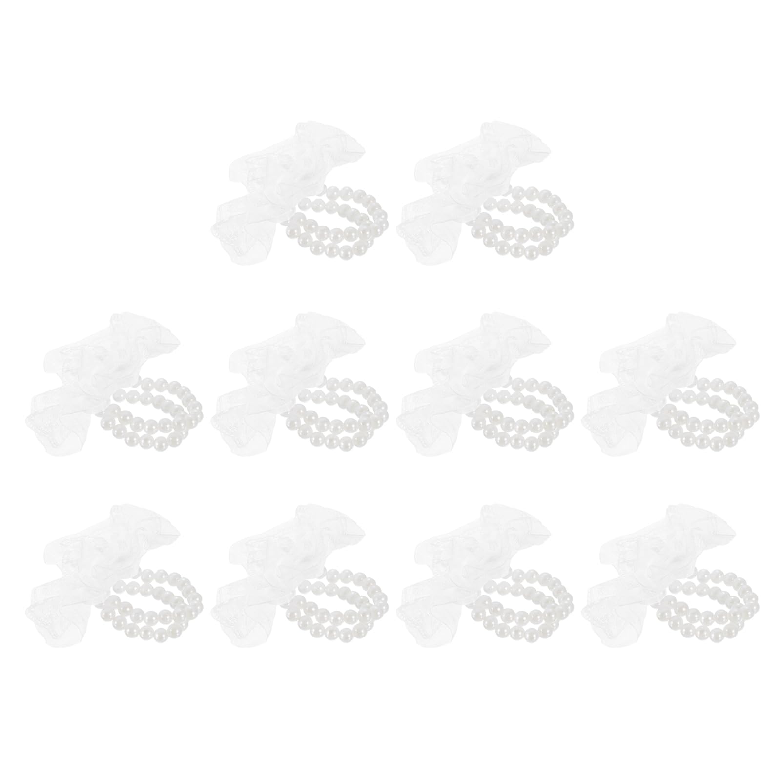 PATIKIL Corsage Wristlet, 10 Pcs Lace Pearls Wrist Corsage Bracelets Band Kit DIY Flower Hand Corsages Bracelets Elastic Accessories for Wedding Holiday Beach Party, White