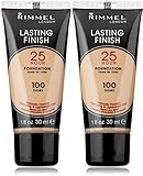 RIMMEL Lasting Finish 25 Hour Liquid Foundation #100 IVORY (1 fl oz/30 ml) EACH TUBE (PACK OF 2)