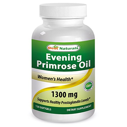 Best Naturals Evening Primrose Oil 1300 mg 120 Softgels - Made from Non-GMO Hexane Free Cold Pressed Oil
