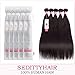 Sedittyhair Brazilian Human Hair 3 Bundles (16 18 20 Total 300g) 8A Grade 100% Unprocessed Straight Virgin Human Hair Double Weft Weave Brazilian Bundles Natural Black Color