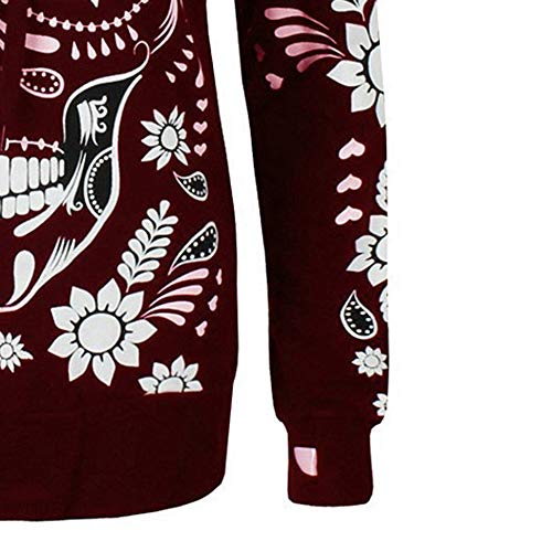 Caopixx Sweaters Womens Plus Size Long Sleeve Skull Print Sweater Hooded Pullover Tops Shirt