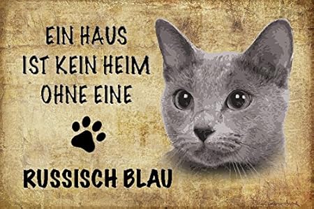 Schatzmix Blechschild Katze Kein Heim ohne Russisch Blau Schatzmix Blechschild Katze Kein Heim ohne Russisch Blau