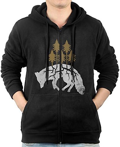 Dying Fox Men's Black Long Sleeve Zipper Hoodie Sweatshirt With Pocket XL