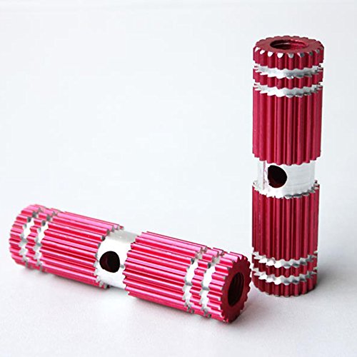 2x Premium Mini Red Metal Alloy Kid-Sized Foot Pegs Fits Most Regular BMX Trick Mountain Bicycles (2.67in Long, 0.35in Diameter Hole, 0.75in Wide)