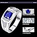 BONLAVIE Men's Siver Ring 925 Sterling Silver Ring Created Blue Sapphire Pave CZ W/AAA Princess Cut Wedding Band Size 6-13