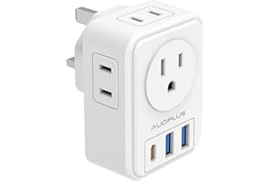 US to UK Plug Adapter, AUOPLUS Type G Travel Converter with 4 Outlets 3 USB Charge(1 USB C Port), International Power Adapter, Cruise Ship Essentials for USA to Scotland England Ireland Singapore