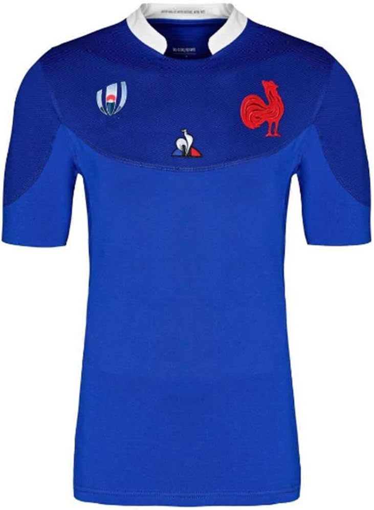 2019 France RWC Home Rugby Jersey,Men's Training Jersey Quick Drying Breathable Polo Tops Men's Casual Sports T-Shirt Football Clothing