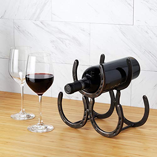 Foster-Rye-Horseshoe-Countertop-Metal-Wine-Rack-Cast-Iron-Wine-Bottle-Holder-Holds-3-Standard-Wine-Bottles-10-x-55-x-85