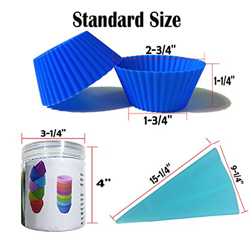 image for Lasten Silicone Cupcake Liners with Pastry Bag and Storage Tank as Bon