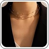 Yheakne Vintage Layered Star Choker Necklace Hollow Star Collar Necklace Gold Satellite Chain Necklace Paperclip Link Chain Necklace Jewelry for Women