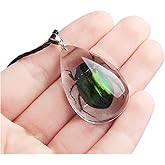 Acxico 1Pcs Egyptian Scarab Beetle in Resin Charm Tibetan Silver 18" Necklace