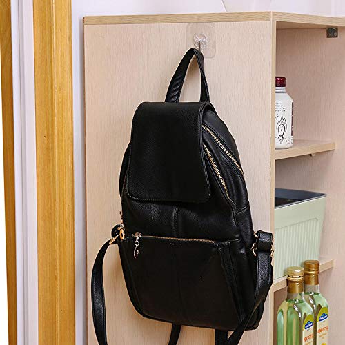 10 Punch free strong adhesive hooks,Strong Transparent Suction Wall Hook Hanger Heavy Duty Wall Hook Stainless Steel Waterproof Hanger for Robe Coat Towel Key Bag Home Kitchen Bathroom (white) - Thumbnail 3