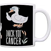 Cancer Survivor Gifts for Women Men Duck You Cancer Middle Feather Duck Mug Coffee Mug Tea Cup Multi