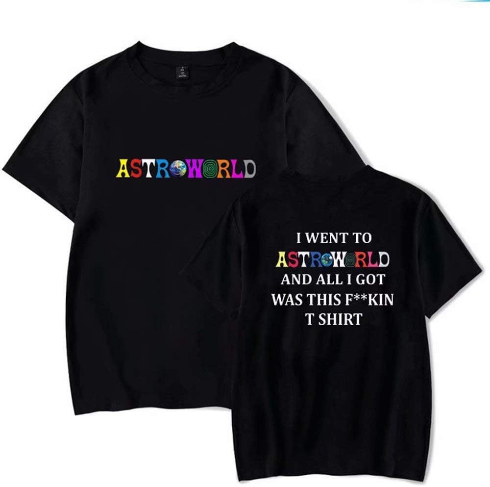 ASTROWORLD Travis Scott Album Merch T-Shirt Mens Casual Short Sleeve Fashion Summer T-Shirt Hip Hop Letter Wish You were HERE Print Cotton Loose Crewneck T-Shirt