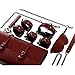 9 Piece Leather Bondage Restraints Set Kit for Bed and Under Bed Sex Play SM Bondage Toy Gear with Storage Bag Wrist Cuffs Collar Spanking Strap On Harness for Women Couples Lesbian Female,Redthumb 1