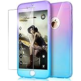 iPhone 6S Case,iPhone 6 Case,ikasus [Tempered Glass Protector] Luxury Gradient Color Ultra-thin Shockproof Armor PC Anti-Slick Full Body Protective Bumper Case Cover for iPhone 6S/6 4.7