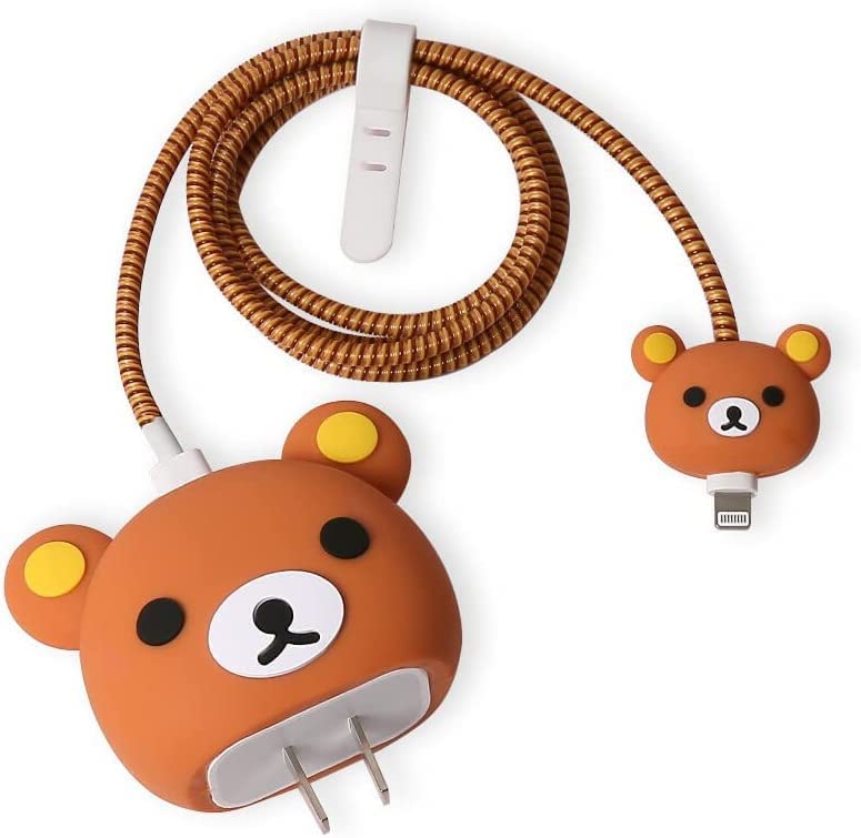 Photo 1 of ZOSTLAND Little Bear Cute Cartoon 5 in 1 DIY 18W 20W Protector Data Cable USB Charger Line Earphone Wire Saver Organizer Compatible with iPhone 11 12 13 14 15 Pro Max (Bear)