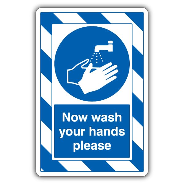 V Safety Now Wash Your Hands Please - ExtraViz 250 x 350 mm - 3mm Aluminium Composite Safety Sign