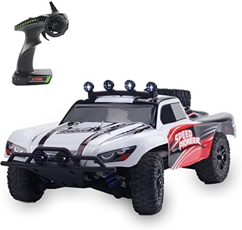 Fistone 1:18 RC Car RTR High Speed Racing Monster Truck 4WD Rock Crawler Off Road Dune Buggy Full Scale 2.4G Remote Control Hobby Toys for Kids & Adults with LED Lights (White)