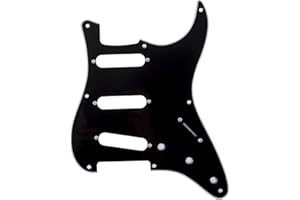 Musiclily Pro 8-Hole 50s 57 Vintage Style Strat SSS Guitar Pickguard for American Stratocaster, 3Ply Black