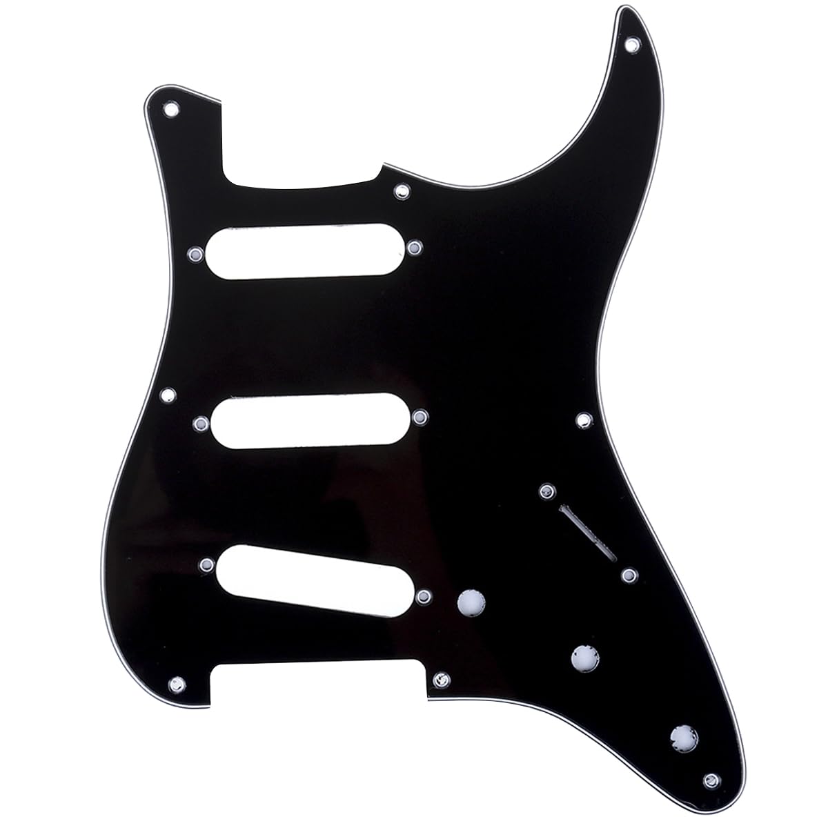 Musiclily Pro 8-Hole 50s 57 Vintage Style Strat SSS Guitar Pickguard for American Stratocaster, 3Ply Black