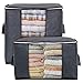 Lifewit Storage Bag Closet Organizer with Reinforced Handle Firm Fabric Strong Zipper Foldable Breathable Storage Container Set for Clothes, Quilts, Blankets, Bedding, 2 Pack, Grey