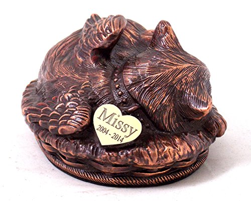 Angelic Cat Memorial Urn Bronze
