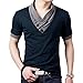 YTD Mens Cotton Casual V-Neck Button Slim Muscle Tops Tee Short Sleeve T-Shirts Small Navy
