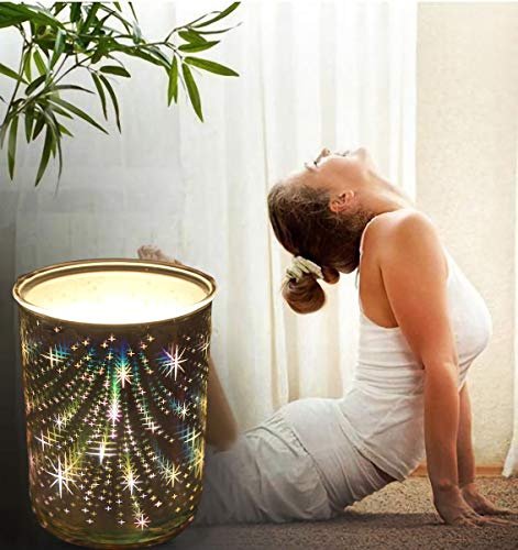 Singeek Glass Electric Oil Warmer Candle Warmer Wax Tart Burner,Perfect Aroma Decorative Lamp for Home Office Gifts & Decor(3D Stars) - Thumbnail 3