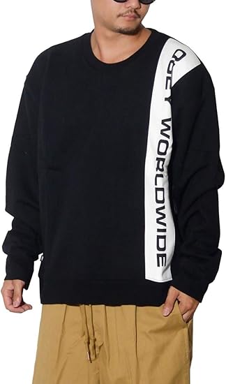 Amazon オベイ トレーナー メンズ クルーネックスウェットシャツ Obey World Wide ライン 裏起毛 ブラック L おおきいサイズ 並行輸入品 トレーナー パーカー 通販