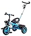 High Bounce Kids Tricycle - Kids Trike with Foot Rest, Pedals, Adjustable Seat and Push Handle for Toddlers (Light Blue with Push Handle)