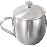 VALICLUD Stainless Steel Water Cup with Handle 3.74X3.54In Wear-Resistant Milk and Beer Cup for Home Kitchen