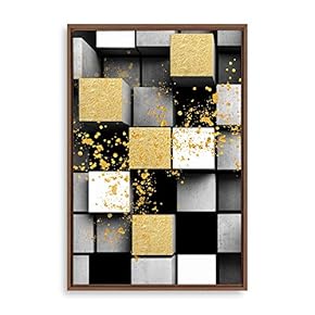 SIGNFORD Framed Canvas Home Artwork Decoration Golden Abstract...