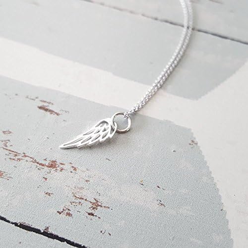 Tiny Angel Bird Wing Sterling Silver Charm Necklace