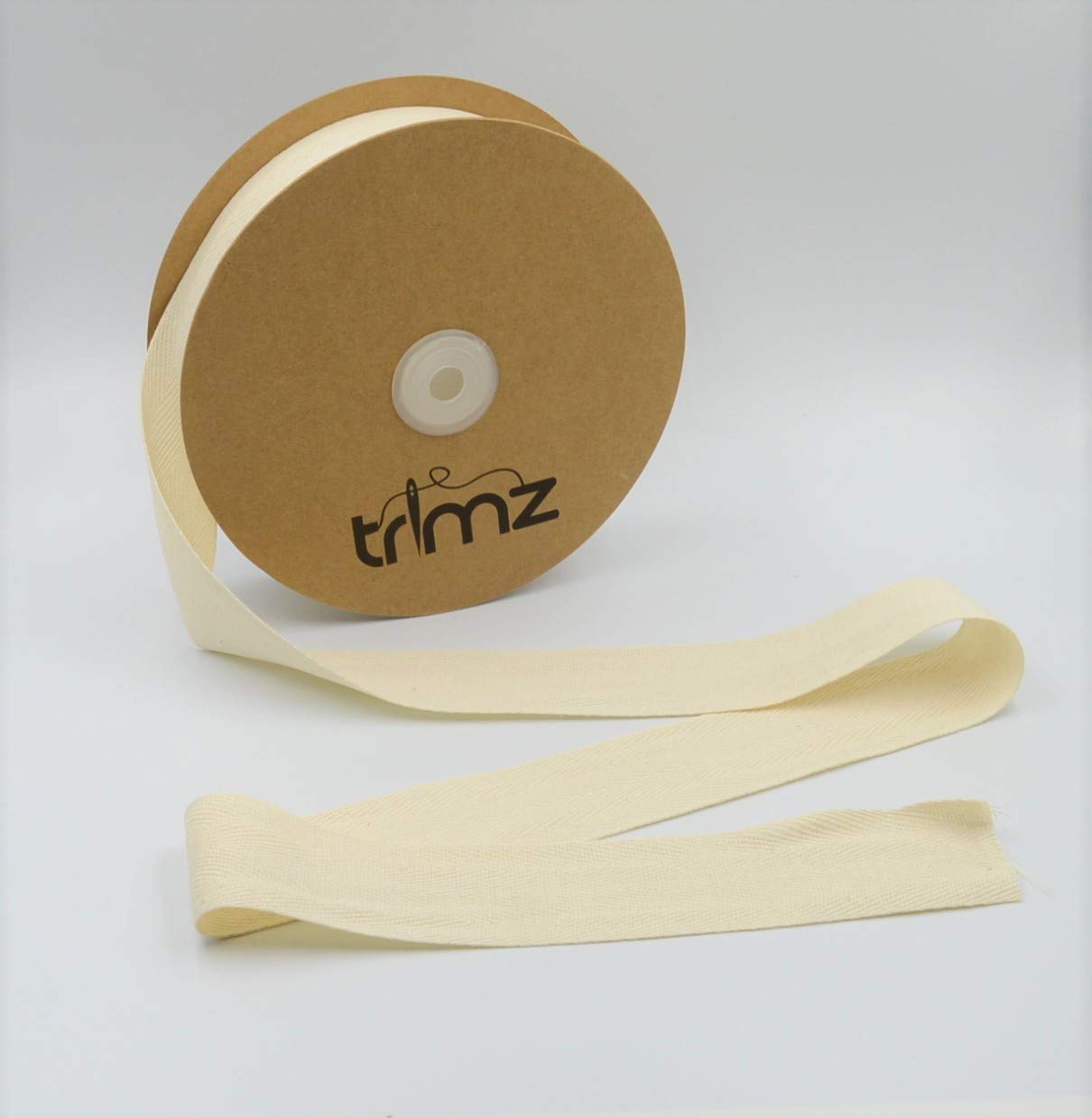 40mm x 25m: Trimz Natural Cotton Herringbone Tape 40mm x 25m | Wide Craft Ribbon | Upholstery, Home Decor, Extensive Projects — image 1
