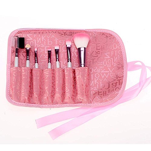 ACEVIVI Stylish Cute 7 pcs Pink Cosmetic Brushes High Quality Essential Face Makeup Brush Set