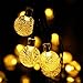 Icicle Solar String Lights 20FT 30 LED Crystal Globe Lights with 8 Modes, Solar Powered Waterproof Fairy Lights for Outdoor Garden Patio Backyard Xmas Holiday Party Decor, Warm White