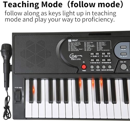 Hricane 61 Keys Piano Keyboard with Microphone Piano Notes Electronic Lectern Gift for Beginner Young Adult Man Women