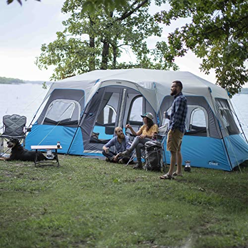 CORE 12 Person Instant Cabin Tent with LED Lights Lighted Pop Up Camping Tent with Easy 2